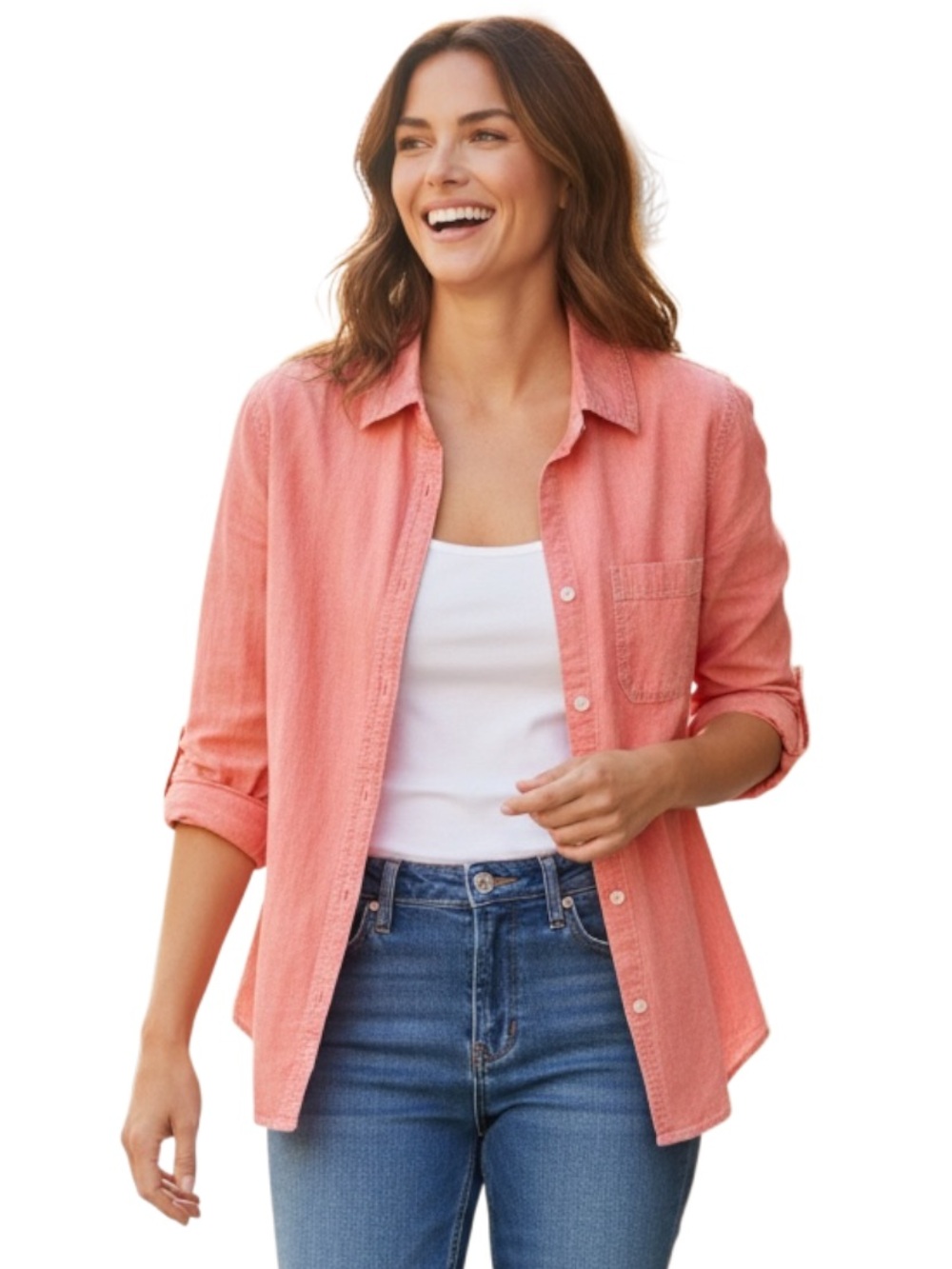 Old Navy Coral Button-Down Shirt